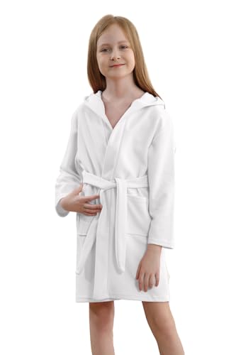 Umeyda Boys Girls Hooded Robe Kids Soft Waffle Cotton Robes Spa Bathrobe Pajamas Sleepwear, 3-12 Years3