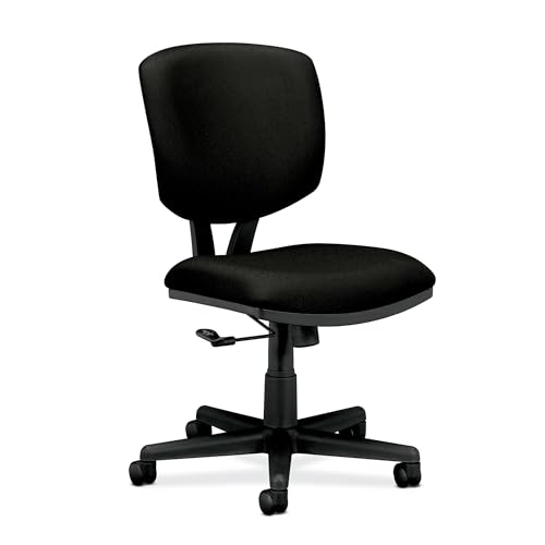 Image of HON Volt Armless Ergonomic Office Chair Adjustable Center-Tilt ReclineRolling Swivel Chair - Black Fabric + OFM Office Chair Mat for Carpeted Floors (36 inch x 48 inch)