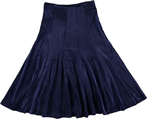 BGDK Damen Velours Midi 68,6 cm Länge Panel Rock - Elastische Taille Office Plissee Rock, navy, Mittel Cover