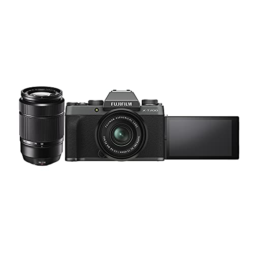 Image of Fujifilm X-T200 Mirrorless Camera Body with 15-45 mm + 50-230 mm Dual Lens Kit - Dark Silver