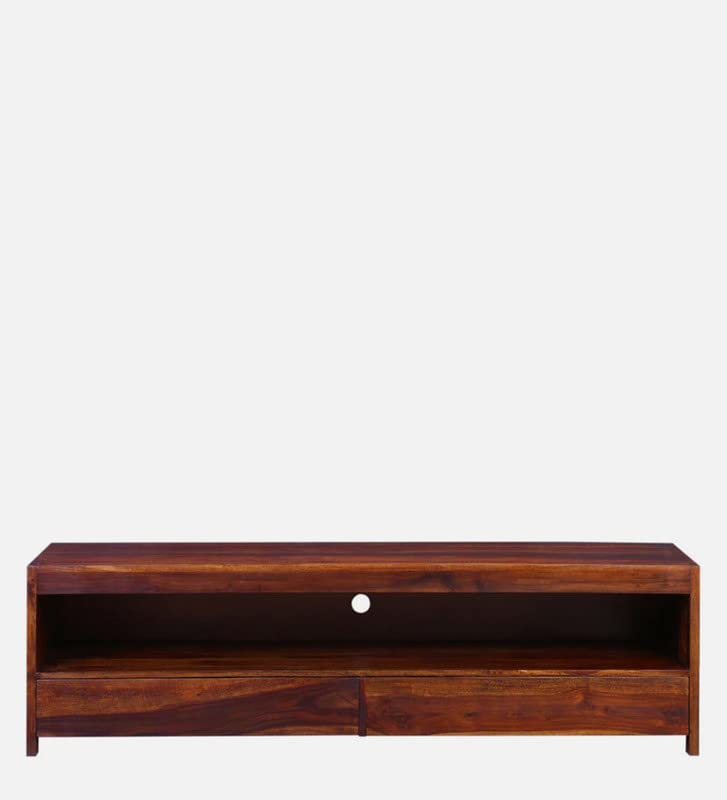 Image of Hungary Solid Wood TV Unit /Cabinet for LED LCD - Premium TV Stand for Living Room and Bedroom with Sheesham Wood and Honey Finish