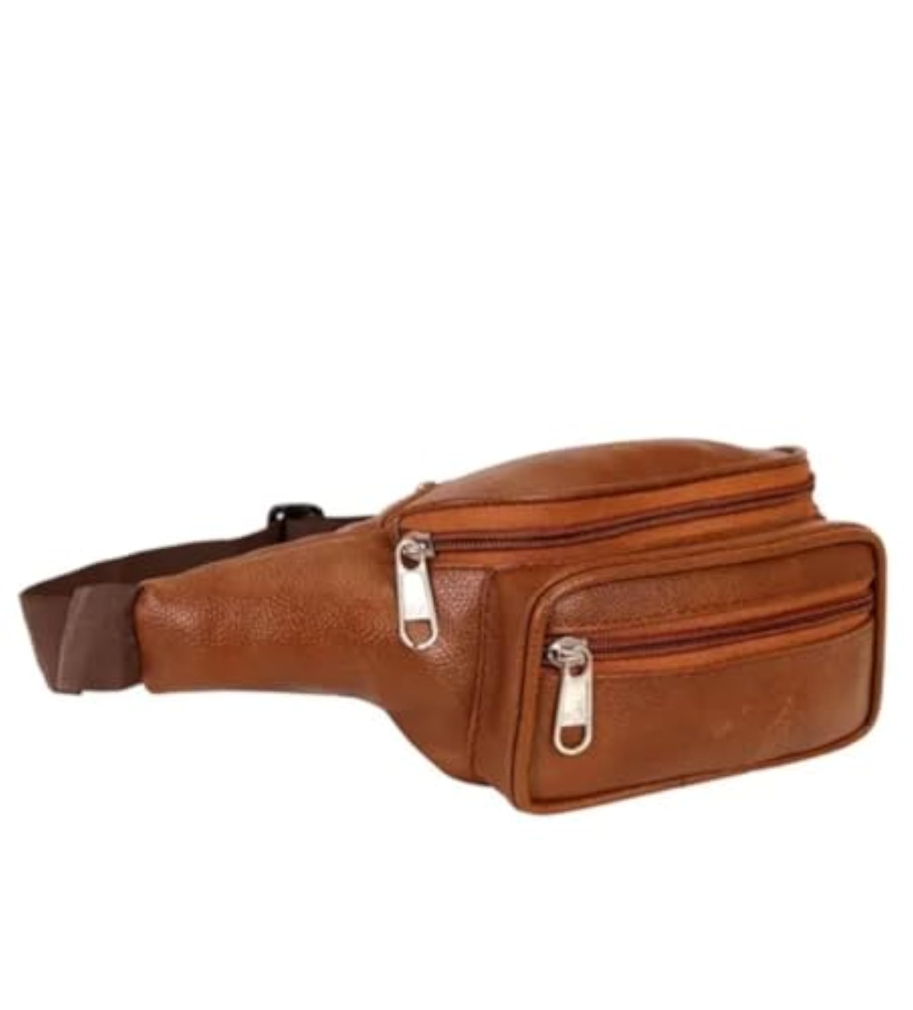 Genuine Leather Waist Bag with Multiple Zippered Pockets
