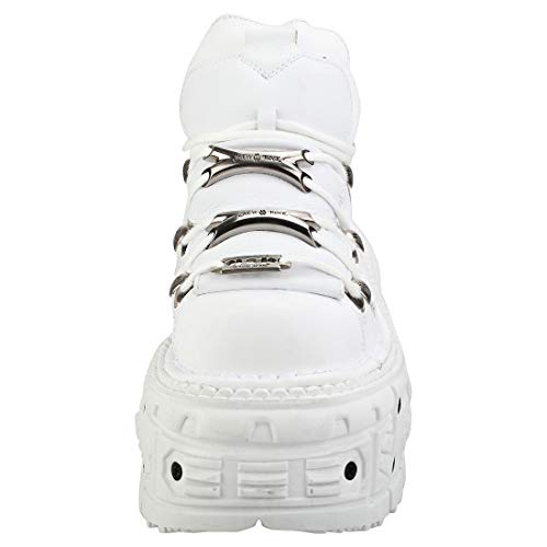 New Rock M-TANK106-C1 Unisex White 100% Leather Goth Platform Punk Ankle Boots Shoe3