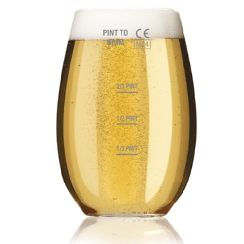 AIOS Set of 4 Taproom Pint Glasses – Unbreakable Tritan Plastic Stemless Pint (with or Without Fill Lines) – Also Ideal for Smoothies, Mixers, Cocktails & Everyday Drinks (Large, No Fill Lines)