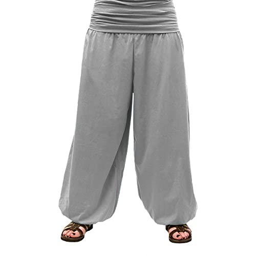 Photo de SAVARI | Pantalon Bouffant avec Taille Pincée et Caoutchouc Élastique | Largeurs | Coton recyclé | Pantalon idéal pour la Maison, Le Yoga et la méditation | Unisexe | Lisse | Gris | Taille M