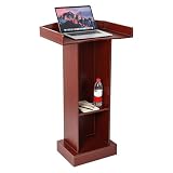 BEQUZON Wooden Podium with Storage Shelves