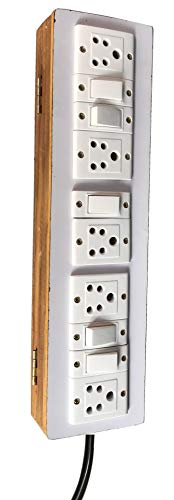 Image of Electric Extension Wooden Board , 1 Meter 3 Core Wire (5 Switches 5 Sockets-4x15x2)