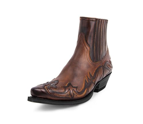 Short Cowboy Boots for Men Western Style Ankle Boots Pull on Riding Retro Style Boots