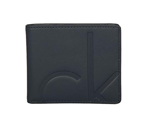 Calvin Klein Man's leather wallet CK JEANS item J5IJ500373 CLARK 8CC SLIMFOLD cm.10,7 x 9, 453 Blue wing teal, UNICA - ONE SIZE