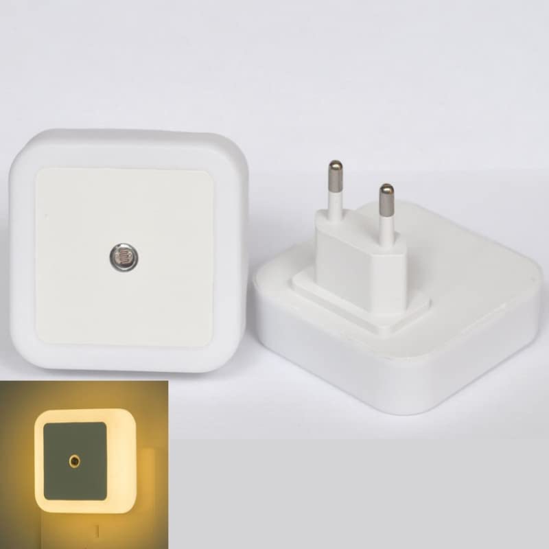 Image of Othmro 2Pcs Plug-in Night Light, White Plug-in Night Light Warm LED Christmas Light Bulb Bed Lights w Auto Dusk-to-Dawn Sensor for Bedroom Kitchen Hallway EUR Plug Bathroom Shaver Light