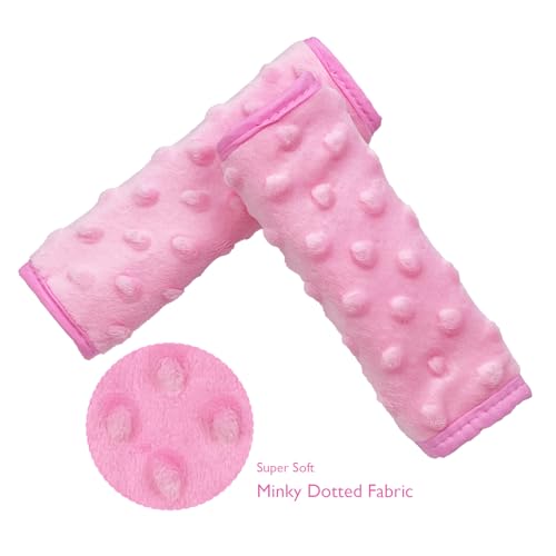 Image of Baby Car Seat Straps Cover, Shoulder Pads for Baby, Baby Car Seat Belt Pads Seat Belt Covers for All Car Seats Pushchair Stroller, 2 Pack (Pink)