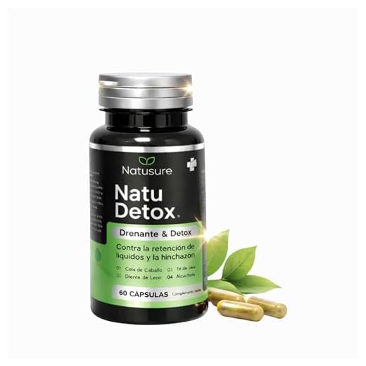 NatuDetox Diurético Retención de Líquidos 60 Cápsulas | Drenante, Reduce Hinchazón, Detox adelgazante | Cola de Caballo, Diente de León, Té de Java y Alcachofa | Vegano, Sin Gluten, Sin Azúcar