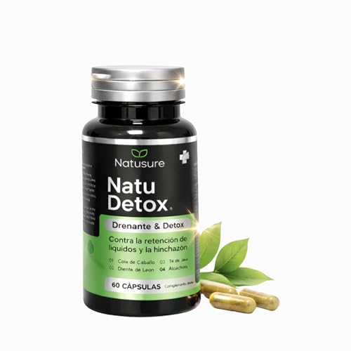 NATUSURE NatuDetox 60 Cápsulas – Diurético Natural con Cola de Caballo + Diente de León + Té...