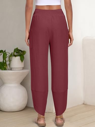 Image of ANRABESS Womens Wide Leg Palazzo Capri Pants 2026 Summer Casual High Waisted Barrel Lounge Flowy Cropped Beach Work Trousers