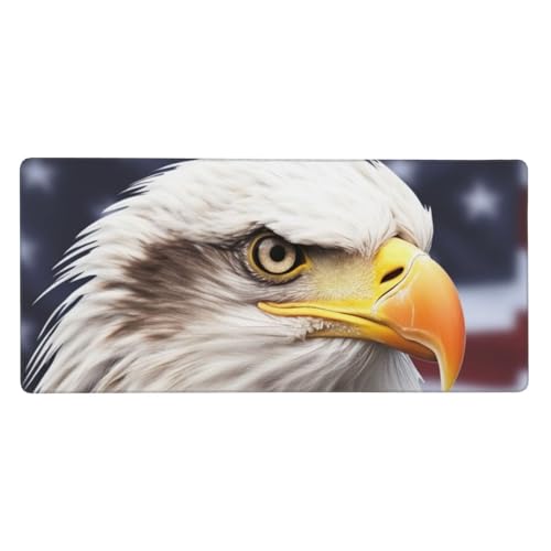 大型デスクマット 35.4 x 15.7インチ 拡張ゲーミングマウスパッド XXL ハゲワシキーボードマット ロングマウスパッド デスクデコレーション ライティングパッド デスクトップマット ノートパソコン マウスパッド オフィスホーム用