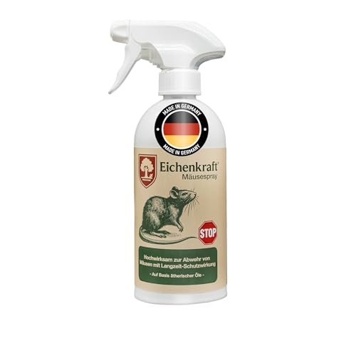 EICHENKRAFT Mäuseabwehr Spray 500ml Mäusespray gegen Mäuse & Ratten für Haus Keller Dachboden Garage Auto & Motorraum Nagetierabwehr mit ätherischen Ölen Made in Germany