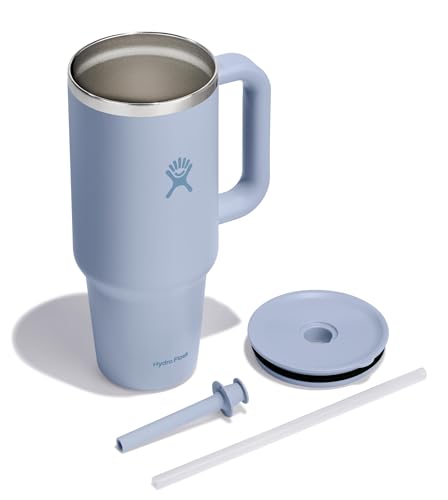 Image of Hydro Flask 40 Oz Travel Tumbler with Handle, Lid and Straw - Insulated Stainless Steel in 40 Oz Surf Blue