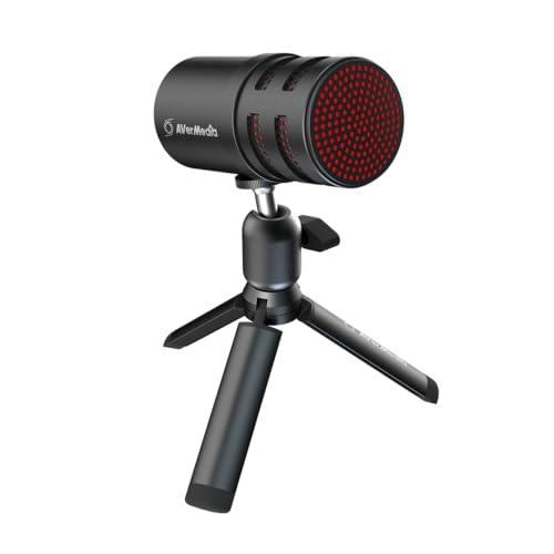 AVerMedia USB Mic for Streaming, Podcasting, Gaming Mic with Cardioid Polar Pattern, Tripod Stand, Headphone Output, Mute Button, All Metal Mic for PC, Laptop, iPhone, and Android Phone