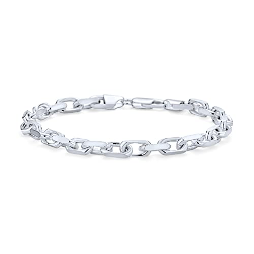 Mens Thick Solid Heavy .925 Sterling Silver Anchor Oval Forzata Chain Link Bracelet Made In Italy 8-8.5 Inch