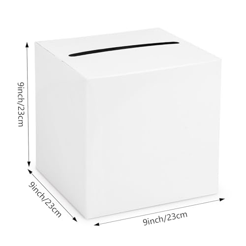 Image of Hooqict White Card Box with Slot 9.1 inch Wedding Grad Gift Card Box Holder for Party Reception, Graduation, Birthday, Retirement, Bridal or Baby Shower, Raffle Ticket Money Envelope