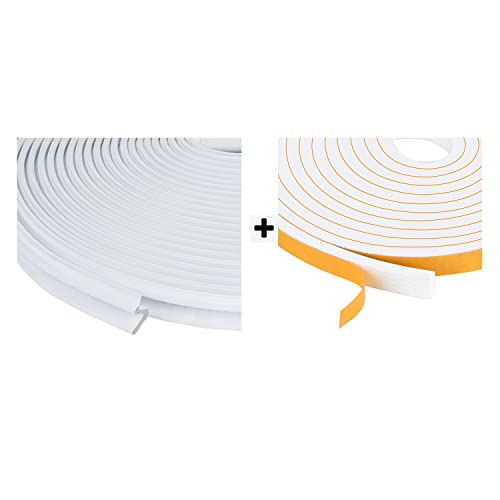 Trisiki 1 Roll V-Shaped " Q " Foam Weather Stripping + 2 Rolls High Density Weather Stripping Door Seal Strip #TOP16