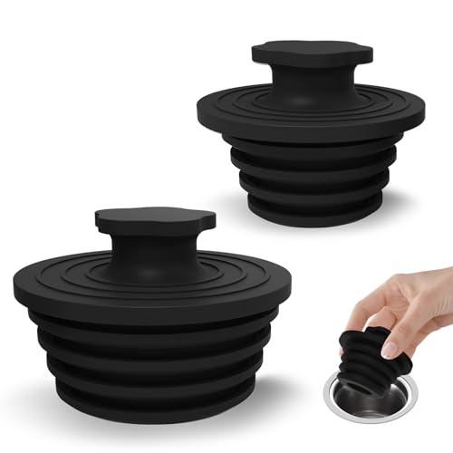 Badewanne-Abflussstopfen 2 Stück Silikon Universal-Stopfen für Dusche & Spülbecken Bad und Duschabfluss Einfache Installation (Schwarz)