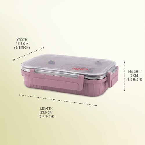 Image of MILTON Meal Safe 2 Inner Stainless Steel Tiffin Box for School with Steam Release Plug | PU Insulated, Leak-Proof, Food Grade I Lunch Box for Kids Boys, Girls with Snap Lock Lid, 465 ml, Pink