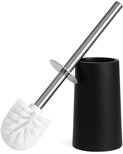 Toilet Brush | Modern Loo Brush set with elegant design | Toilet Brushes & holders with Stainless Steel handle | Compact and efficient Toilet Brush set (1 Unit Black)