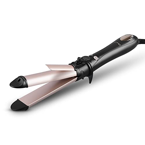 Lisseur et Boucleur 2 en 1,Fer à Friser Automatique,Adopter la Technologie Céramique 3D,Avec Écran LCD et 11 Réglages de Température+3 Vitesses de Rotation,Convient à Tous les Types de Cheveux