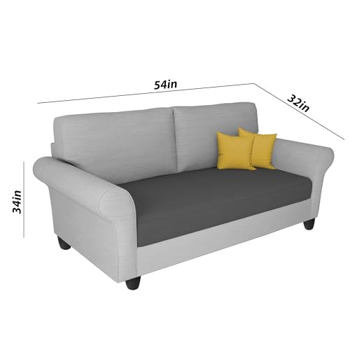 Image of BRAXTONE Aaron 2 Seater Sofa Set for Living Room (Black Grey Fabric) Premium Fabric Sofa