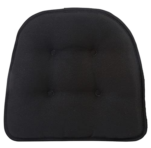 Klear Vu Omega Non-Slip Chair Cushions, Assembled in USA, U-Shaped Skid-Proof Seat Pads for Dining Room, Kitchen, Office, 15"x16", Solid Midnight Black, 4 Pack