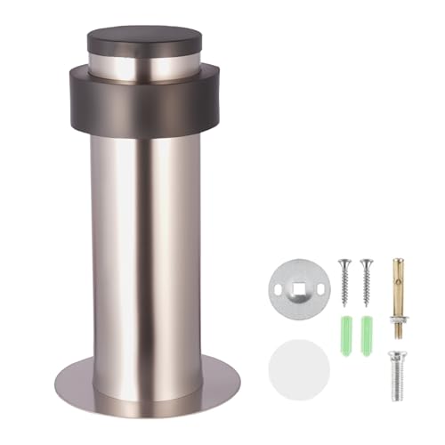En Inox Butee De Porte, MéTal Bloc Porte, Avec Pare-Chocs En Caoutchouc Vis Et Colle 3m, 3 MéThodes D'Installation, Pour Tous Les Sols Durs (Argent/Silver,...
