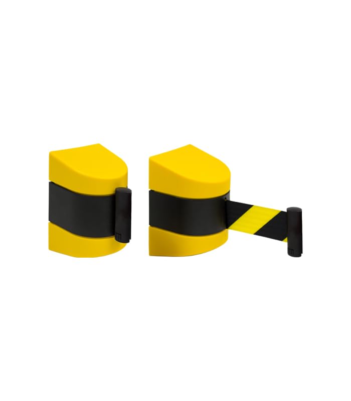 Soporte de Pared Retráctil Amarillo y Negro, Barrera de Cinturón Retráctil (10m)