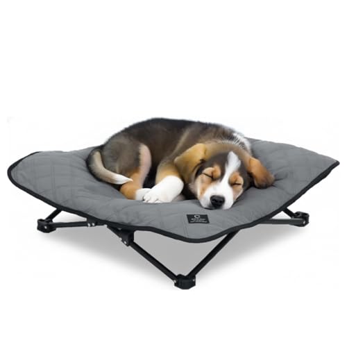 [クイックキャンプ] ドッグコット 犬用ベッド ペットベッド バッグ付き 洗濯機OK 防水 アウトドア 折りたたみ 小型犬用 中型犬用 キルトタイプ グレー