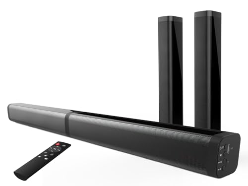 JG Barra de sonido Bluetooth 5.0-40W RMS - Home Cinema 2.0, HDMI Arc, MicroSD, USB y AUX - Negro