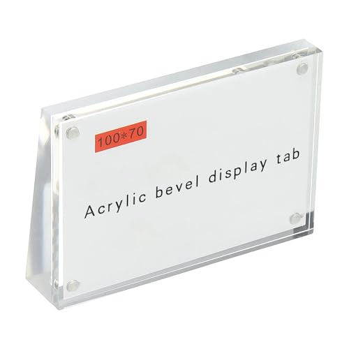 PATIKIL Acryl Schilderhalter 3.9x2.8 Zoll Einseitig Magnetisch Foto Visitenkartenhalter Tischaufsteller Für Büro Wohnzimmer Deko Fotos Karten Restaurant Geschäft Klar