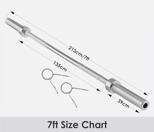 Chase Fitness 7FT Olympic Barbell 20KG – Heavy Duty Steel Weightlifting Bar with Spring Collars, 700lb/320kg Capacity, for Strength Training, Powerlifting, Bodybuilding, Home & Gym Workouts - Image 3