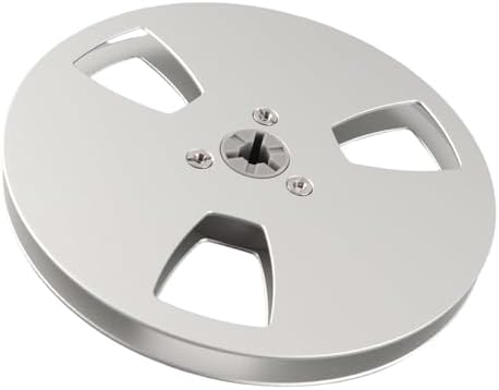 Aluminum Alloy 5 Inch Empty Tape Reel,1/4 Empty Take up Reel to Reel Small Hub,3 Hole Opening Machine Part Silver Design,with 1/4 Inch Tape,Fits for Reel to Reel Recording