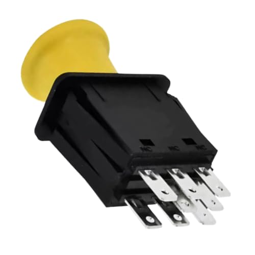 Interruptor PTO de 8 terminales para cortacésped con pomo amarillo de 10A 14V 2