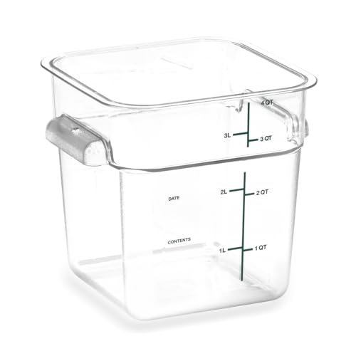 Image of Carlisle FoodService Products Squares Square Food Storage Container with Stackable Design for Catering, Buffets, Restaurants, Polycarbonate (Pc), 4 Quarts, Clear