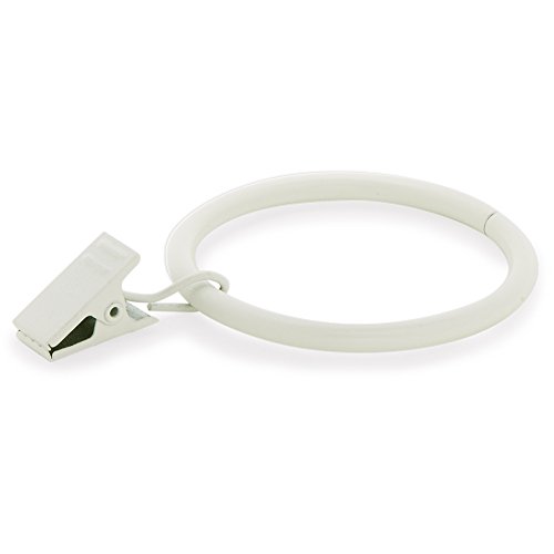 Image of Ivilon Drapery Curtain Clip Rings - Set of 14 Decorative Drapery Rings Curtain Clip Rings with Strong Clips 2 inch Diameter - Color Ivory