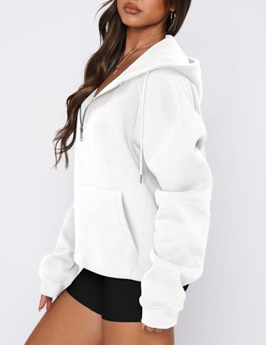 onlypuff Women Half Zipper Pullover Sweatshirt Long Sleeve Hoodies Kangaroo Pocket Fleece Basic Sweater