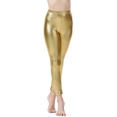 Girls Shiny Metallic Leggings Kids Sparkly Pants(Size 2-14)4