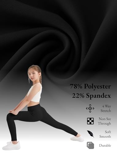 EXARUS 4 Pack Girls Leggings Kids Yoga Pants Crossover V Waist Ankle/Full Length High Waisted for School Casual Dance3