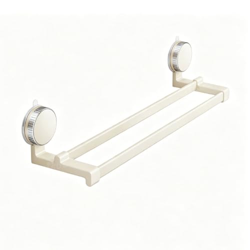 Porte-serviettes ventouse anti-perçage pour carrelage étagère double barre aluminium 50cm - 2