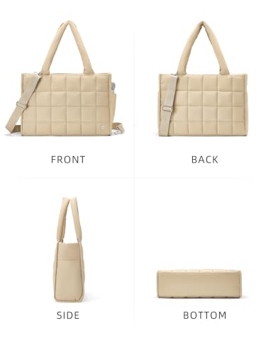 Image of WESTBRONCO Puffer Crossbody Bags for Women Quilted Tote Bag Puffy Weekender Overnight Bag Nylon Shoulder Handbag