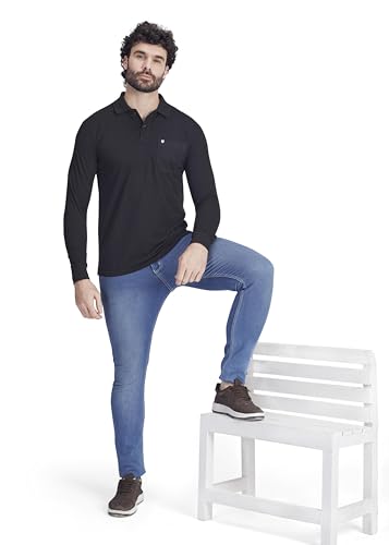 Image of Men's Cotton-Rich Full-Sleeve Polo T-Shirt with Pocket Premium Pique Fabric Casual & Stylish