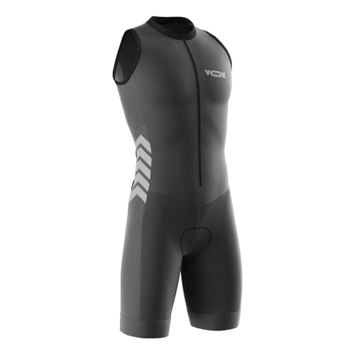 Traje de Triatlón Hombre sin Mangas – Tejido Lycra Transpirable para Natación, Ciclismo y Carrera | Absorbe la Humedad & Alta Elasticidad (12,L)