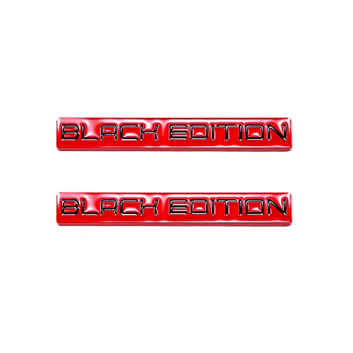 Image of 2Pcs Black Edition Emblem Advanced Badge Car Trunk Motorcycle Motif Rear Badge Decal Sticker Self-Adhesive Universal 3D Metal Badge Sticker Compatible for Vehicle (red)
