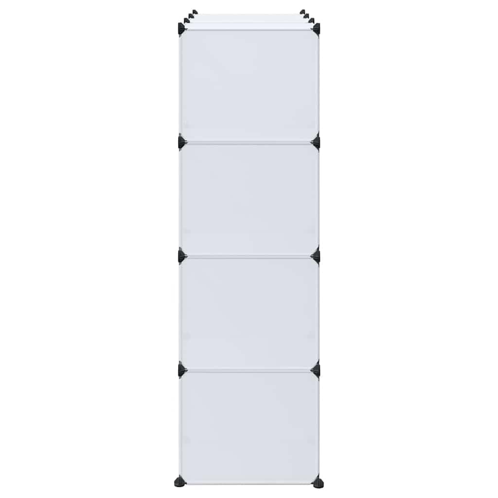 Modulares Aufbewahrungssystem mit 9 Fächern 109x36,5x143 cm Weiß Kunststoff Schrank Garderobe mit Kleiderstange und Schubladen für Schlafzimmer Flur Kinderzimmer